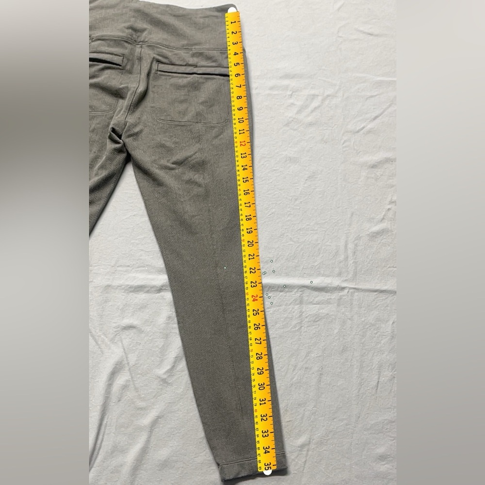 Athleta Gray Herringbone Leggings | Back Zip Pocket | Pull On Stretch Pants - Picture 11 of 13